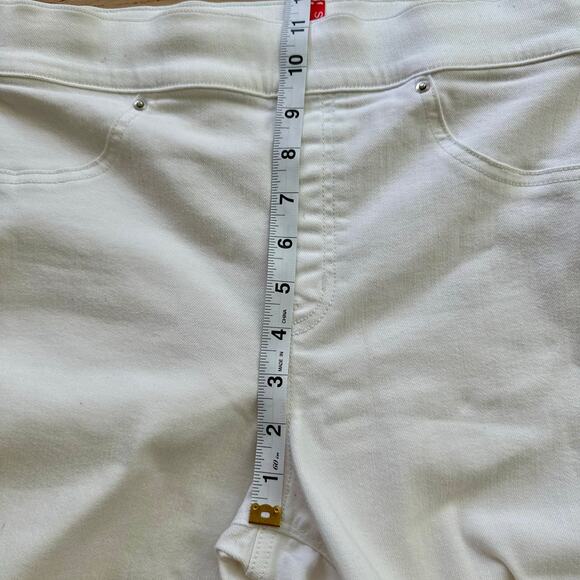 Spanx White Flare Raw Edge Pull On Stretch Cropped Jean Cotton Medium - Picture 4 of 7